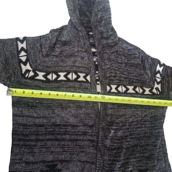 Vintage Y2K Wetseal Womens Gray Hooded Cardigan Size XL Aztec Print Metallic - Picture 8 of 8